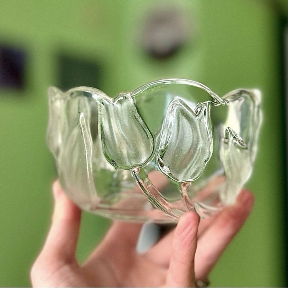 VTG Frosted Glass Tulip Flowers Bowl Dainty Elegant Glassware - Picture 2 of 9